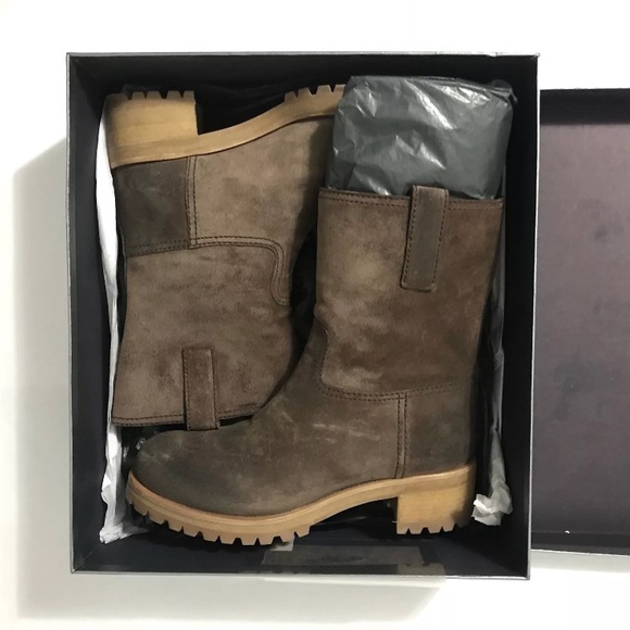 Prada Milano Ebano Brown Suede Ankle Boots NIB - Picture 2 of 8